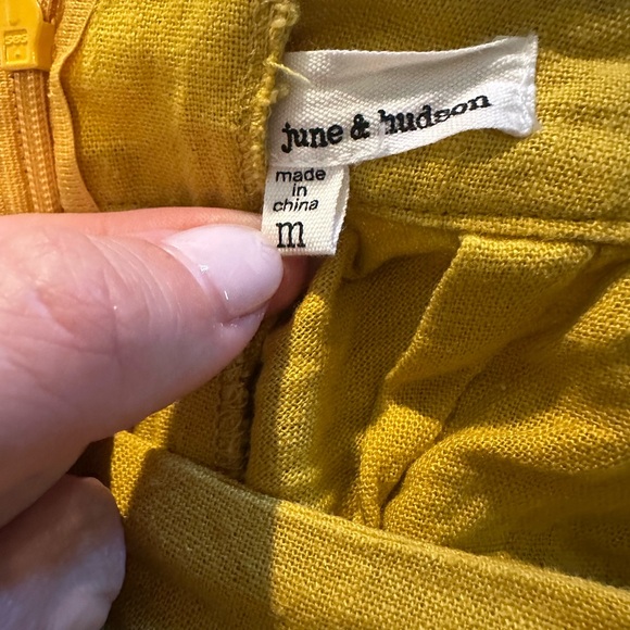 June & Hudson Yellow Linen Blend Ruffle Hem Shorts Omens Medium Boho - Picture 6 of 9